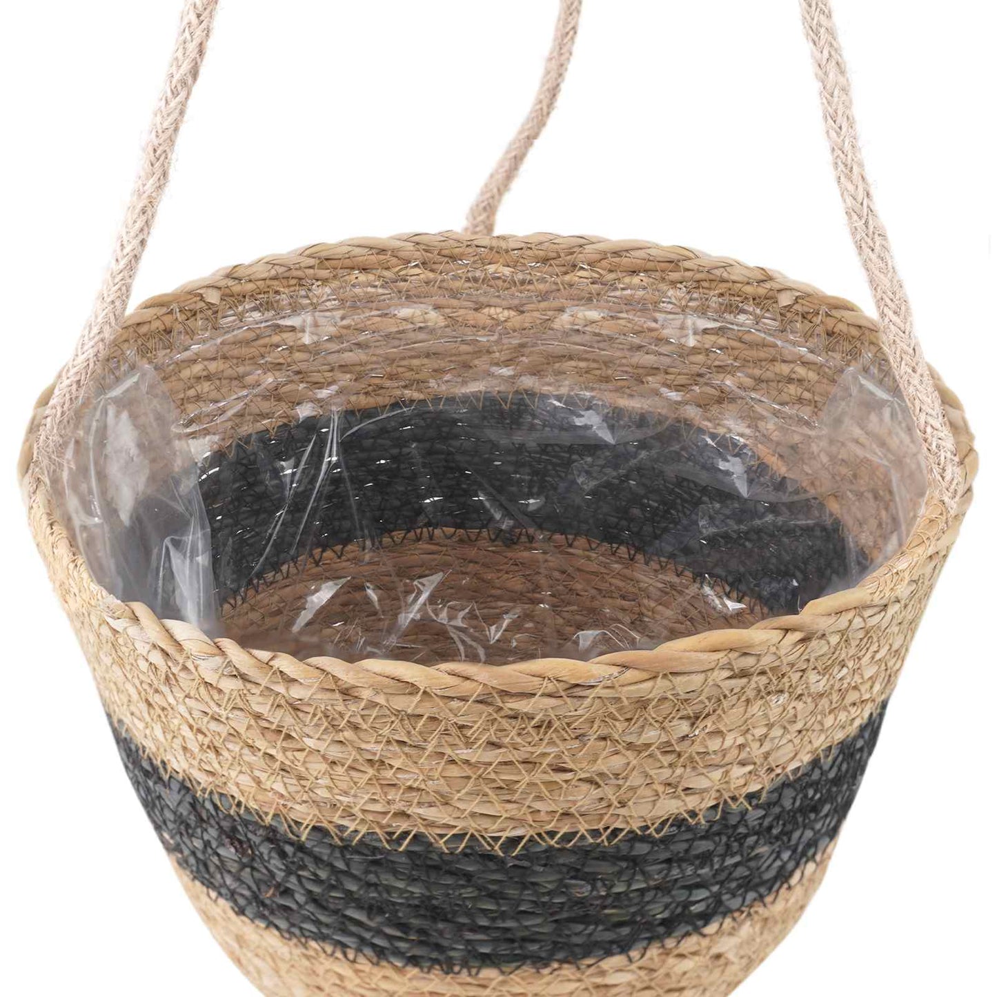 vidaXL Seagrass Plant Baskets 3 pcs Natural and Black Ø26 x 19 cm