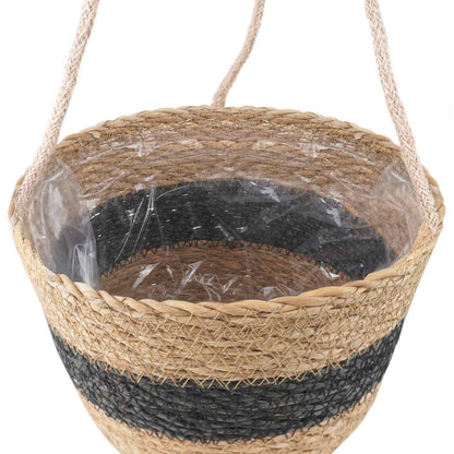 vidaXL Seagrass Plant Baskets 3 pcs Natural and Black Ø26 x 19 cm