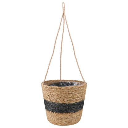 vidaXL Seagrass Plant Baskets 3 pcs Natural and Black Ø26 x 19 cm