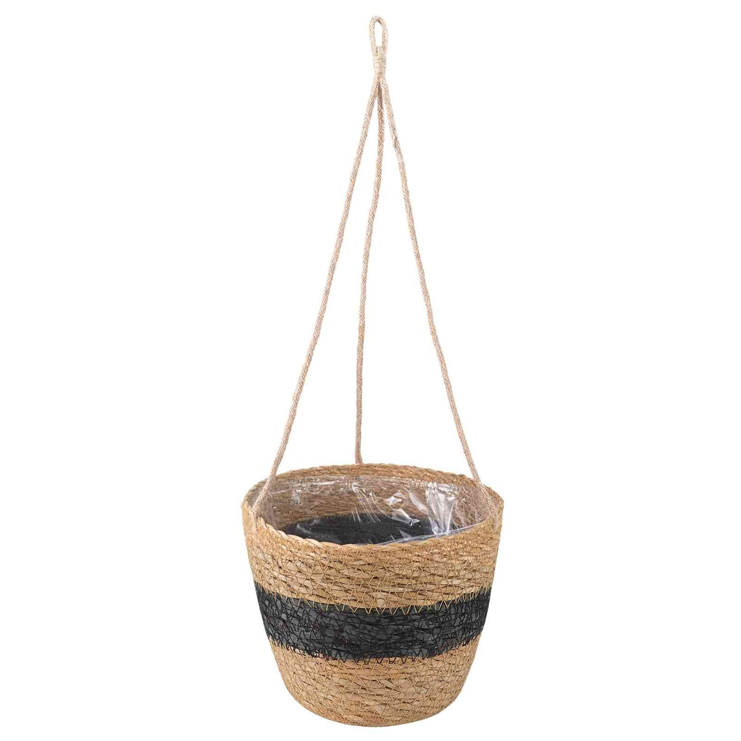 vidaXL Seagrass Plant Baskets 3 pcs Natural and Black Ø26 x 19 cm