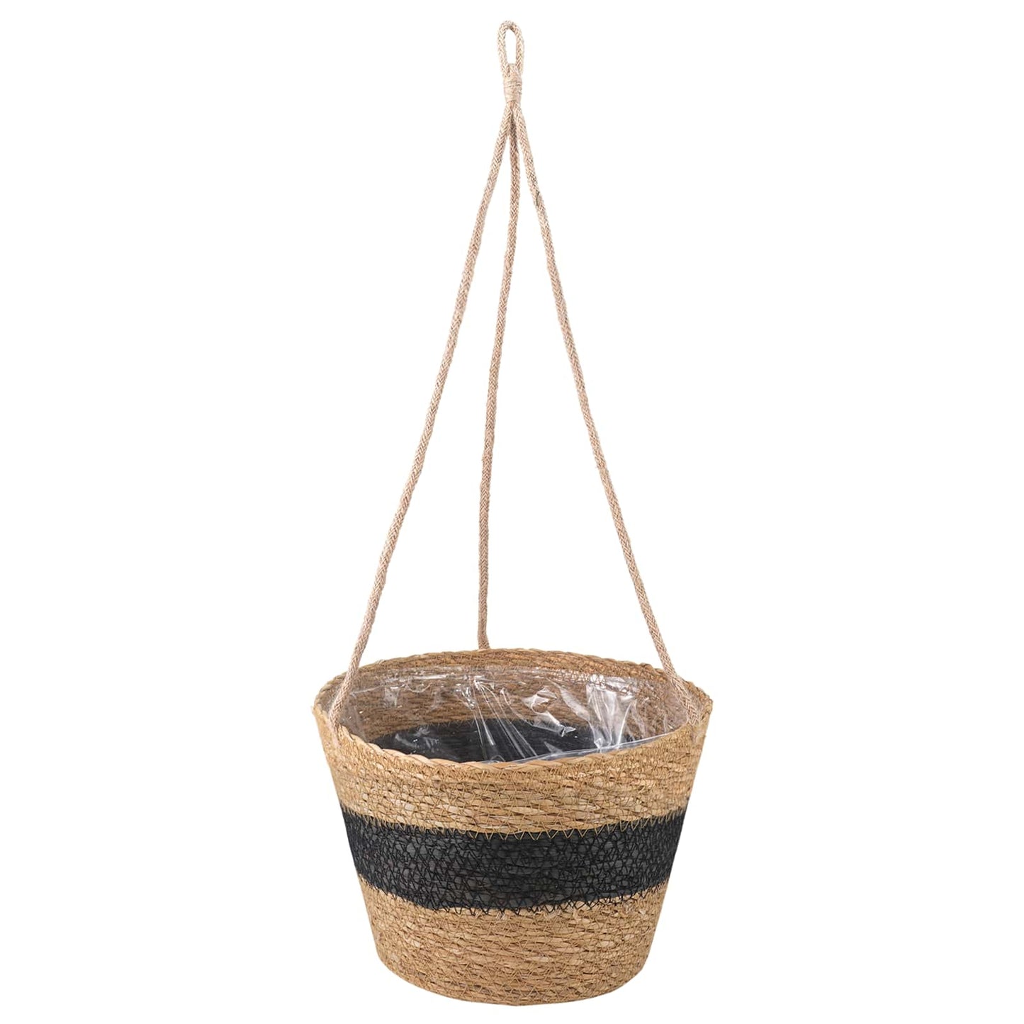 vidaXL Seagrass Plant Baskets 3 pcs Natural and Black Ø26 x 19 cm