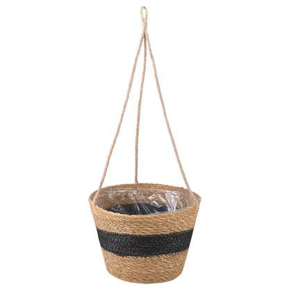 vidaXL Seagrass Plant Baskets 3 pcs Natural and Black Ø26 x 19 cm