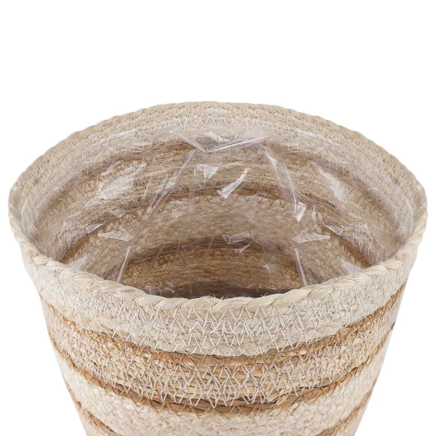 vidaXL Seagrass Plant Baskets 3 pcs Natural,White and Beige