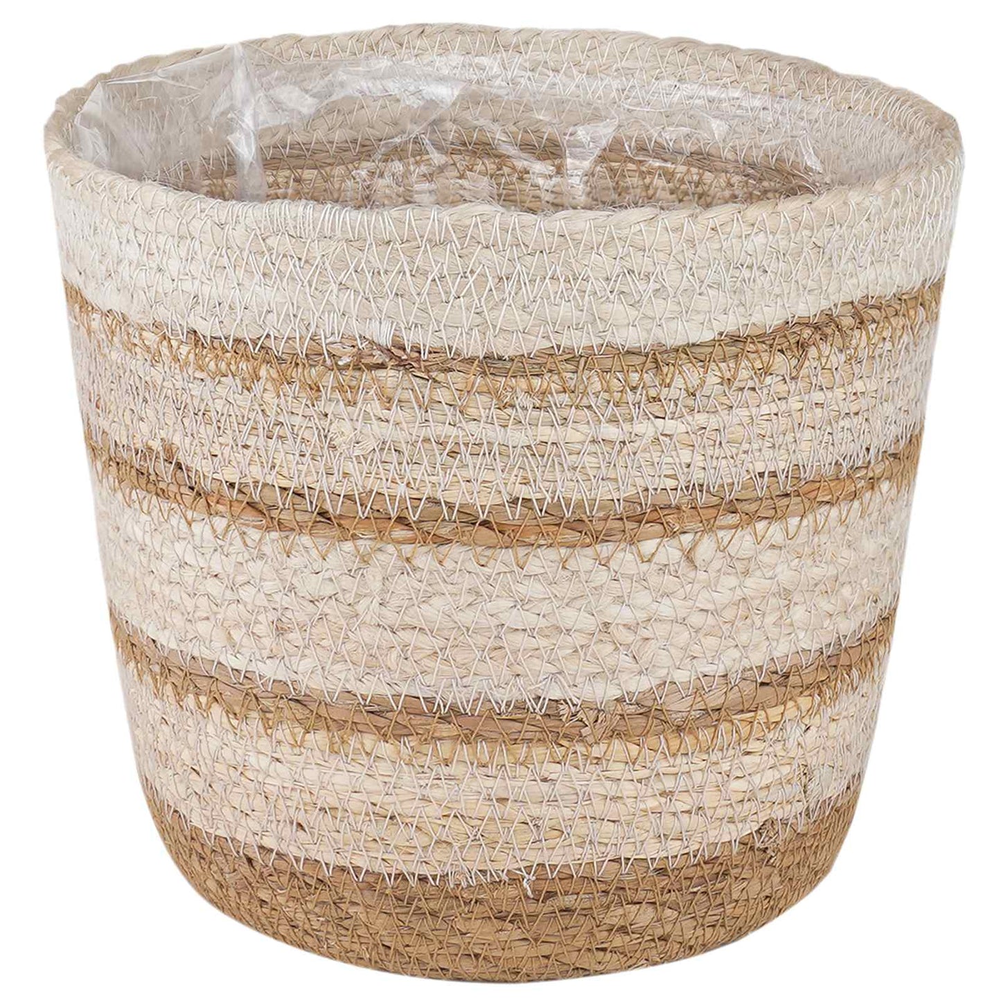 vidaXL Seagrass Plant Baskets 3 pcs Natural,White and Beige