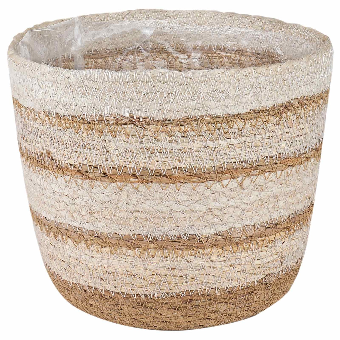 vidaXL Seagrass Plant Baskets 3 pcs Natural,White and Beige