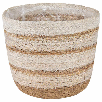 vidaXL Seagrass Plant Baskets 3 pcs Natural,White and Beige