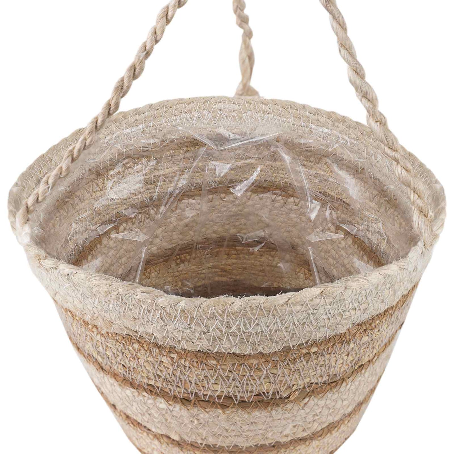 vidaXL Seagrass Plant Baskets 3 pcs Natural,White and Beige