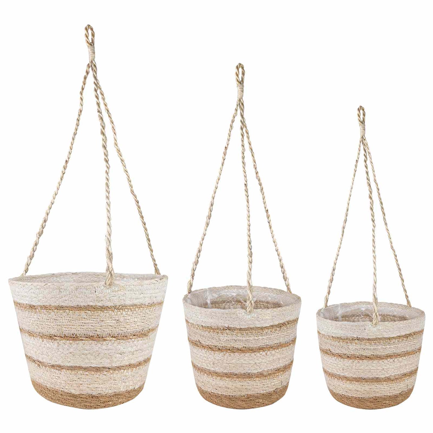 vidaXL Seagrass Plant Baskets 3 pcs Natural,White and Beige
