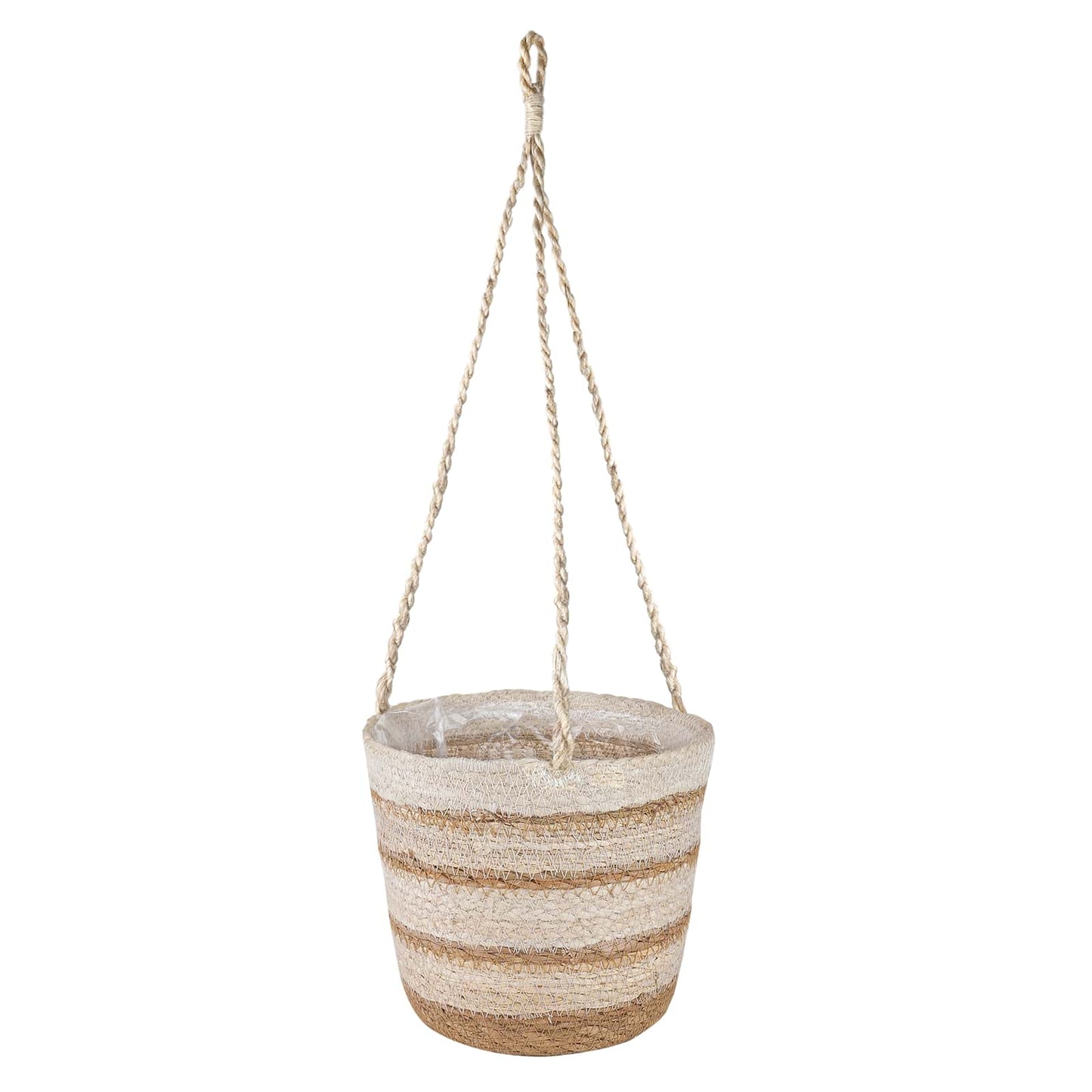 vidaXL Seagrass Plant Baskets 3 pcs Natural,White and Beige