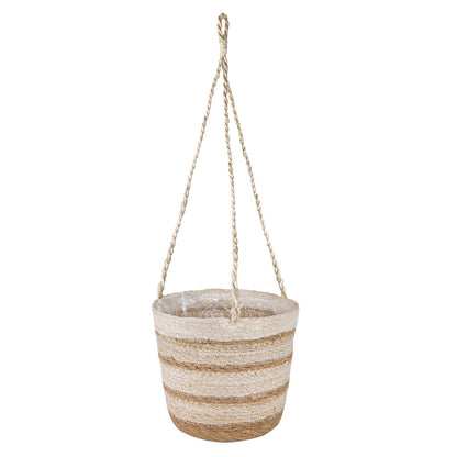 vidaXL Seagrass Plant Baskets 3 pcs Natural,White and Beige