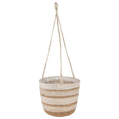 vidaXL Seagrass Plant Baskets 3 pcs Natural,White and Beige