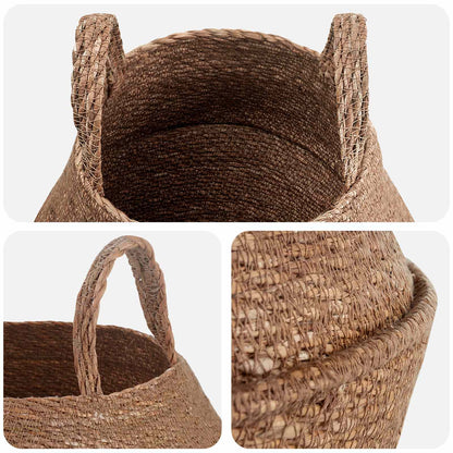 vidaXL Plant Pot with Handles 2 pcs Natural Ø 22 x 20 cm 100% Seagrass