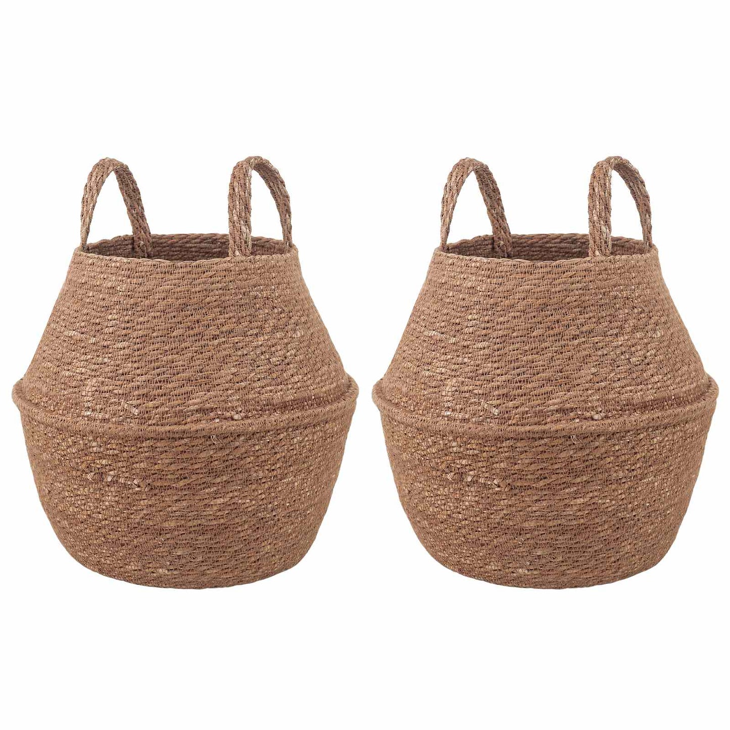 vidaXL Plant Pot with Handles 2 pcs Natural Ø 22 x 20 cm 100% Seagrass