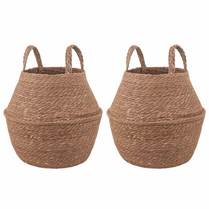 vidaXL Plant Pot with Handles 2 pcs Natural Ø 22 x 20 cm 100% Seagrass
