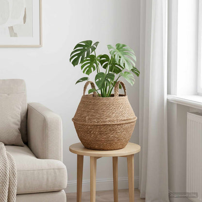 vidaXL Plant Pot with Handles Natural Ø 32 x 32 cm 100% Seagrass