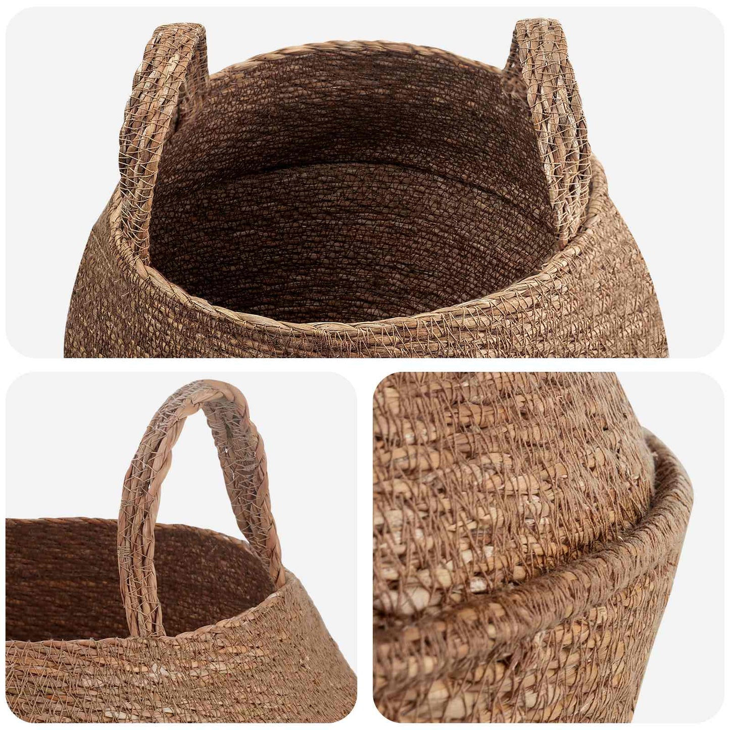 vidaXL Plant Pot with Handles 2 pcs Natural Ø 32 x 32 cm 100% Seagrass