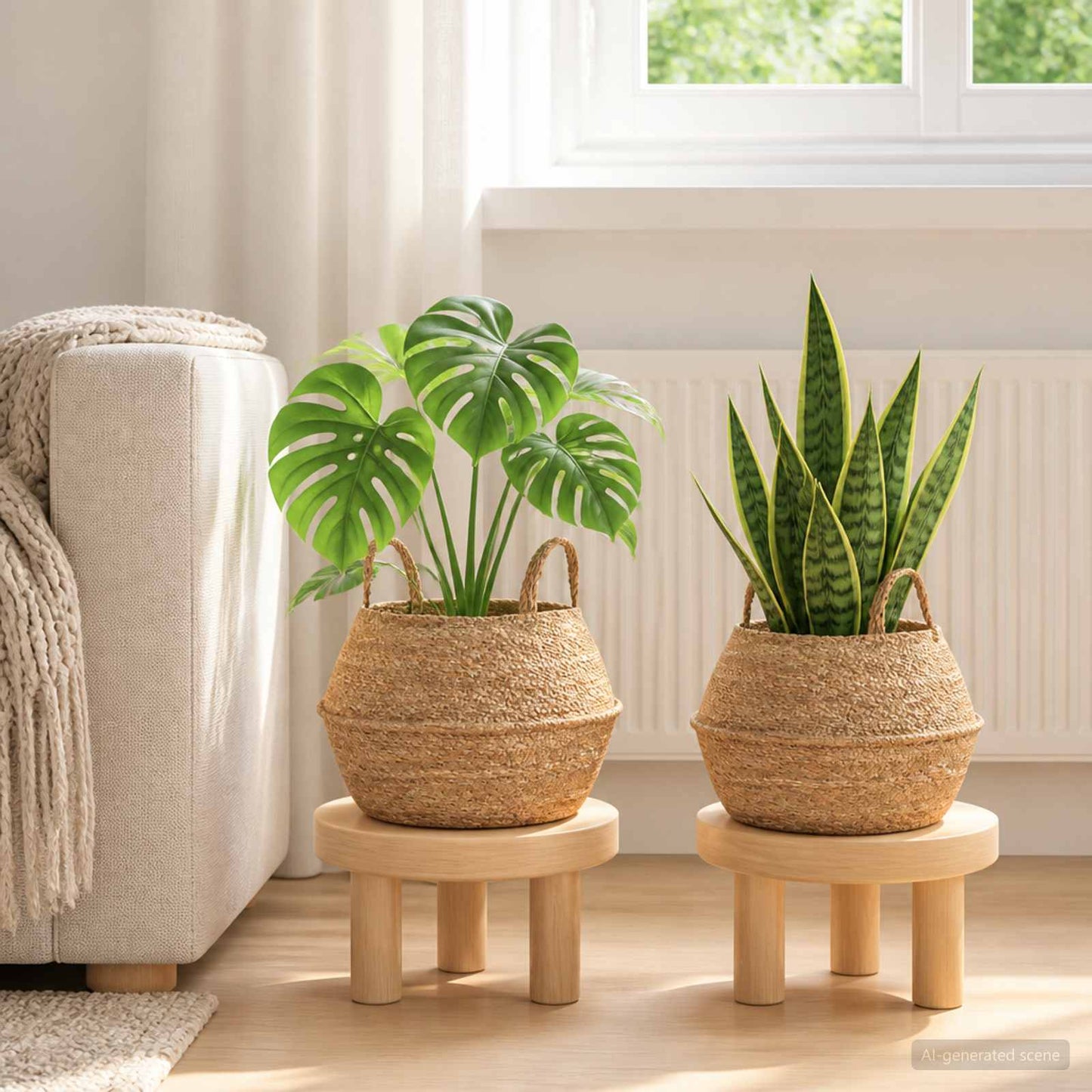 vidaXL Plant Pot with Handles 2 pcs Natural Ø 32 x 32 cm 100% Seagrass