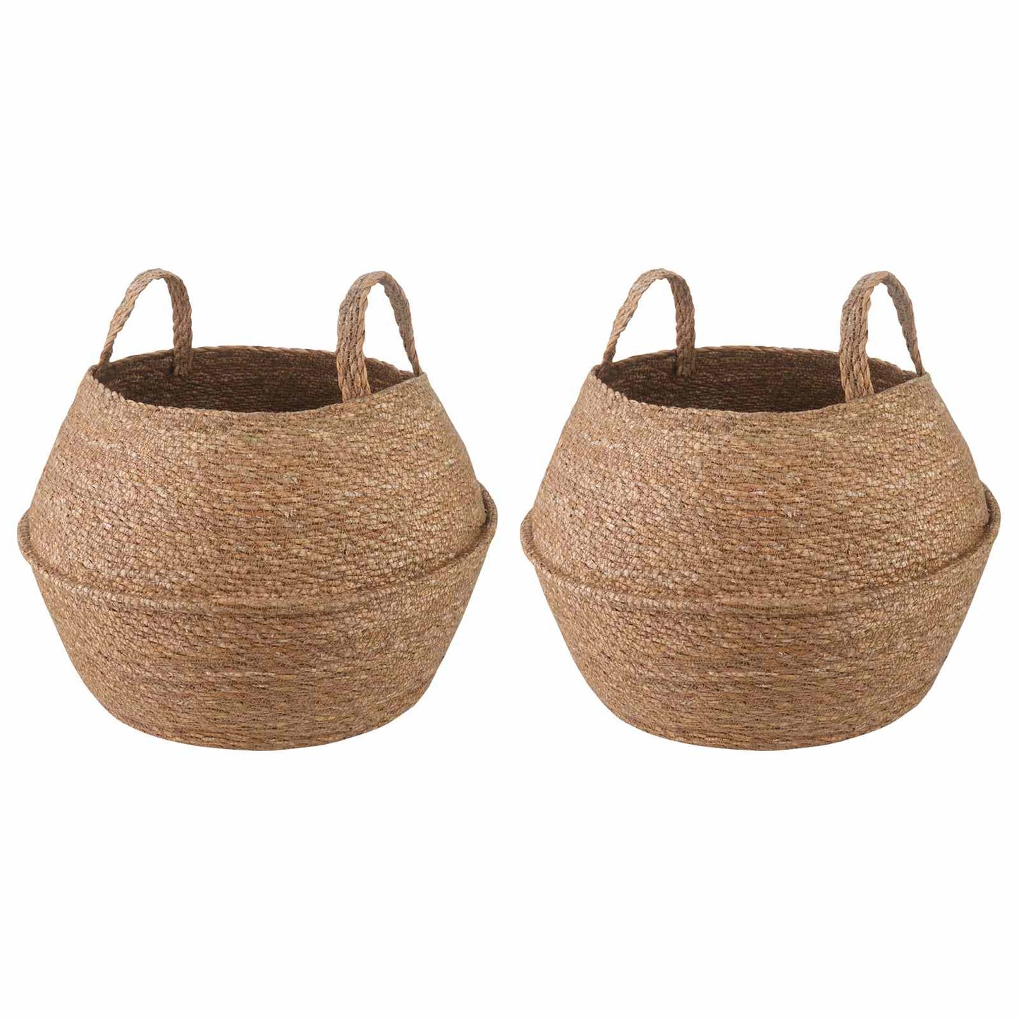 vidaXL Plant Pot with Handles 2 pcs Natural Ø 32 x 32 cm 100% Seagrass