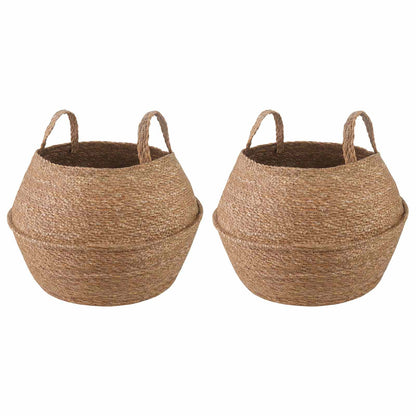 vidaXL Plant Pot with Handles 2 pcs Natural Ø 32 x 32 cm 100% Seagrass