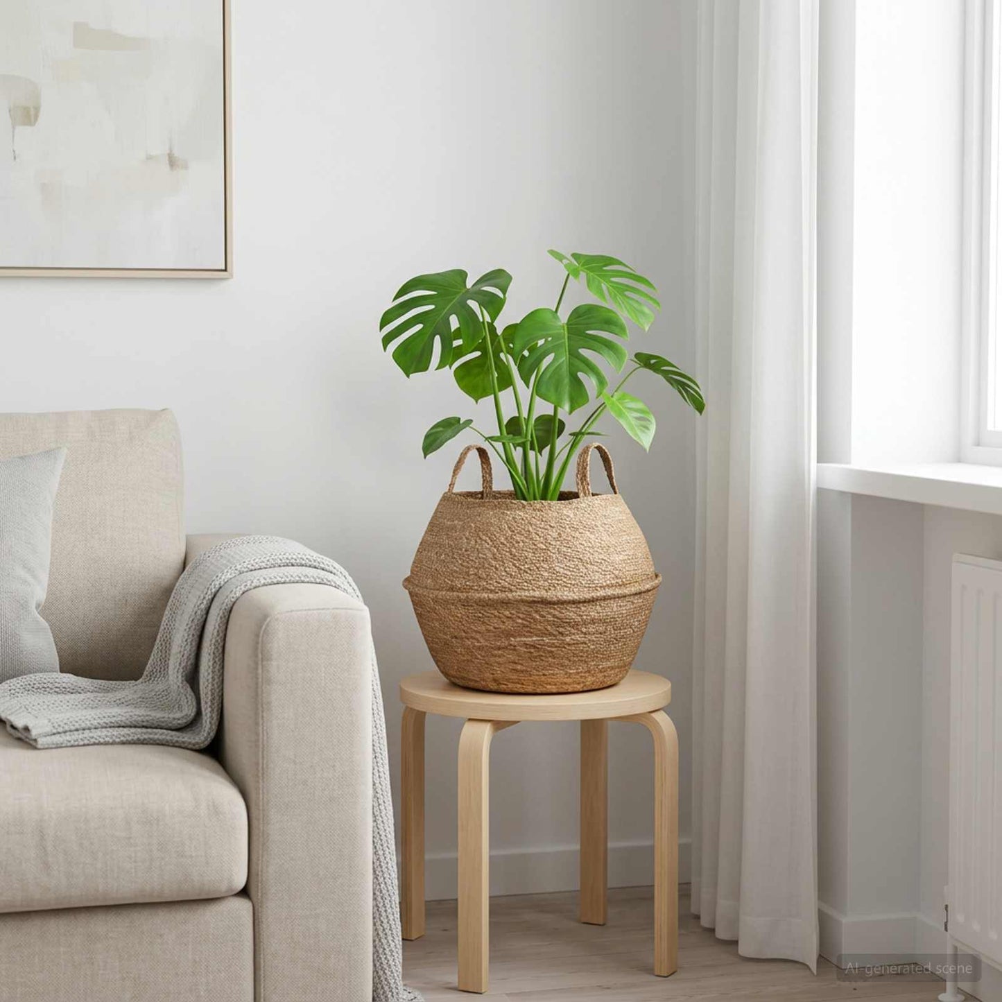 vidaXL Plant Pot with Handles Natural Ø 45 x 36 cm 100% Seagrass