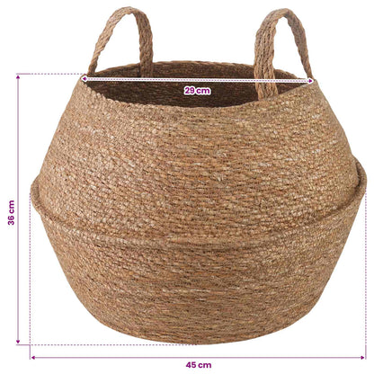 vidaXL Plant Pot with Handles Natural Ø 45 x 36 cm 100% Seagrass