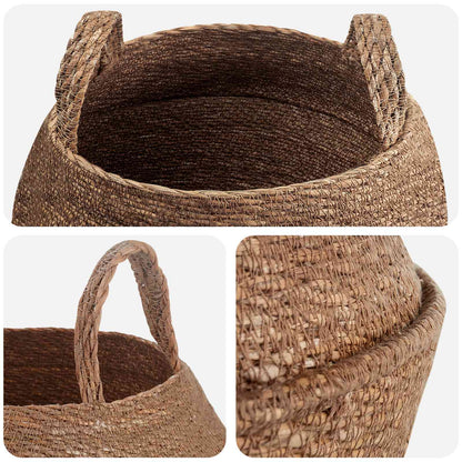 vidaXL Plant Pot with Handles 2 pcs Natural Ø 45 x 36 cm 100% Seagrass