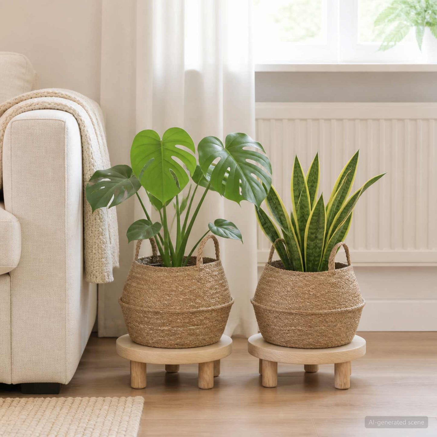 vidaXL Plant Pot with Handles 2 pcs Natural Ø 45 x 36 cm 100% Seagrass