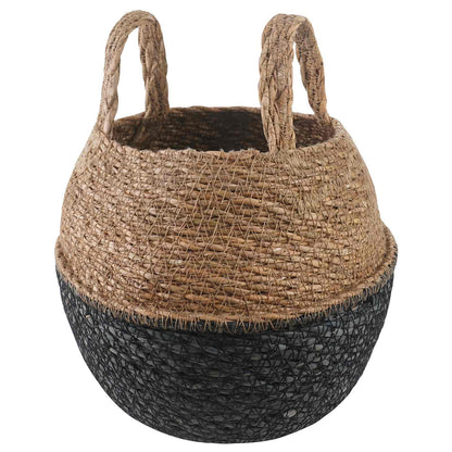 vidaXL Plant Pot with Handles Black Ø 22 x 20 cm 100% Seagrass