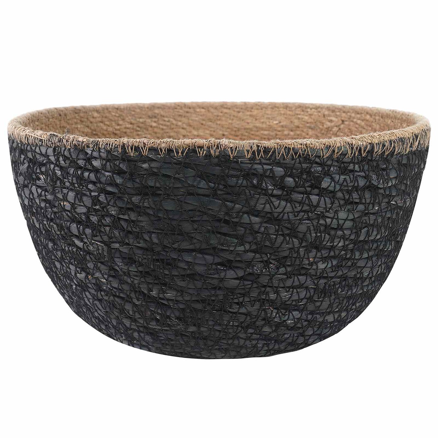vidaXL Plant Pot with Handles Black Ø 22 x 20 cm 100% Seagrass