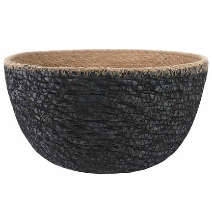vidaXL Plant Pot with Handles Black Ø 22 x 20 cm 100% Seagrass