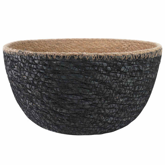 vidaXL Plant Pot with Handles Black Ø 22 x 20 cm 100% Seagrass