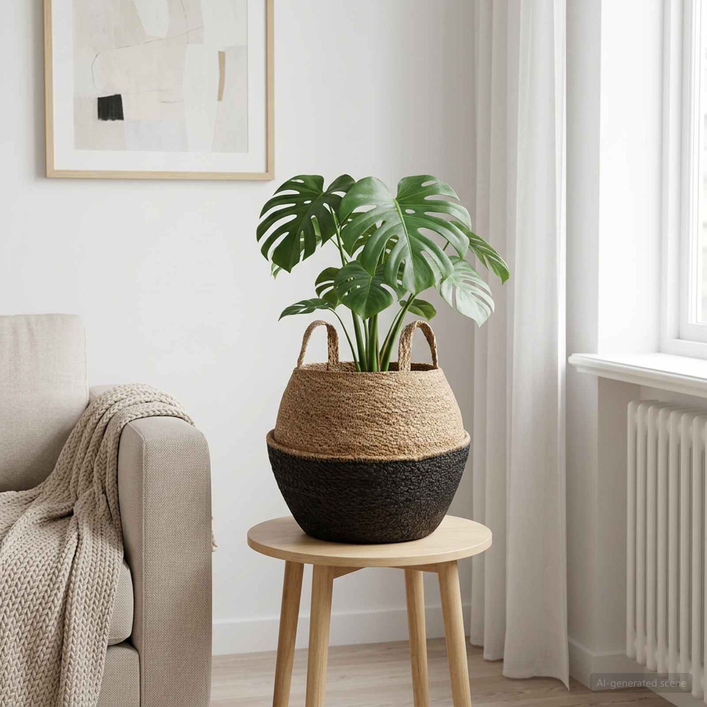 vidaXL Plant Pot with Handles Black Ø 32 x 32 cm 100% Seagrass
