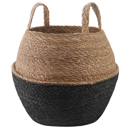 vidaXL Plant Pot with Handles Black Ø 32 x 32 cm 100% Seagrass