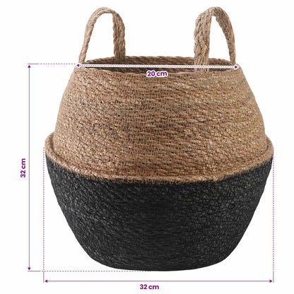 vidaXL Plant Pot with Handles Black Ø 32 x 32 cm 100% Seagrass