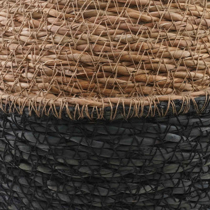 vidaXL Plant Pot with Handles 2 pcs Black Ø 32 x 32 cm 100% Seagrass