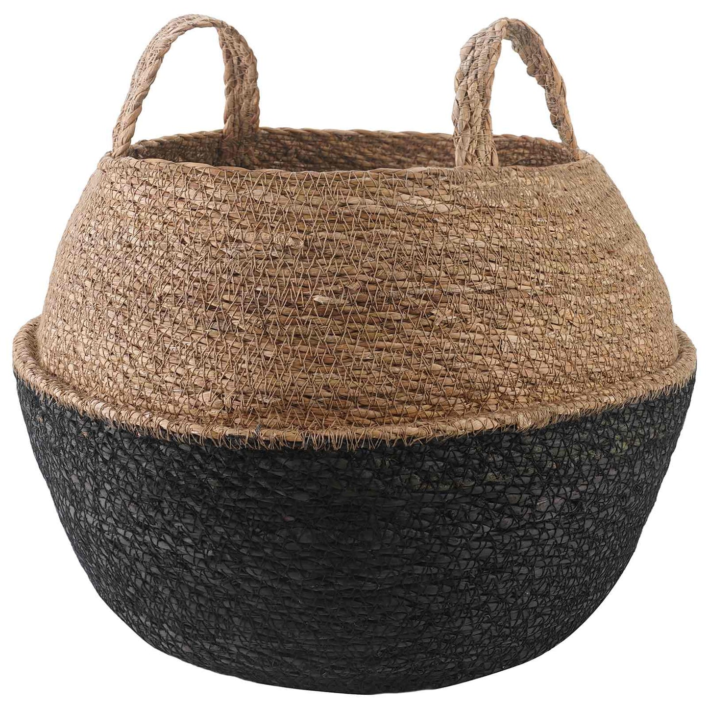 vidaXL Plant Pot with Handles Black Ø 45 x 36 cm 100% Seagrass