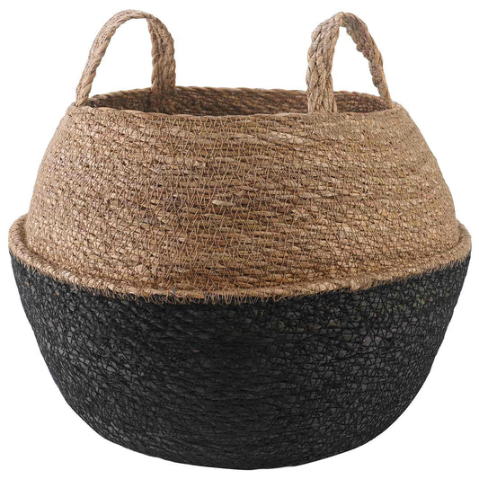 vidaXL Plant Pot with Handles Black Ø 45 x 36 cm 100% Seagrass