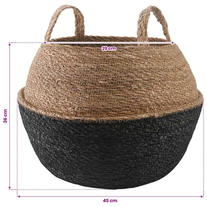 vidaXL Plant Pot with Handles Black Ø 45 x 36 cm 100% Seagrass