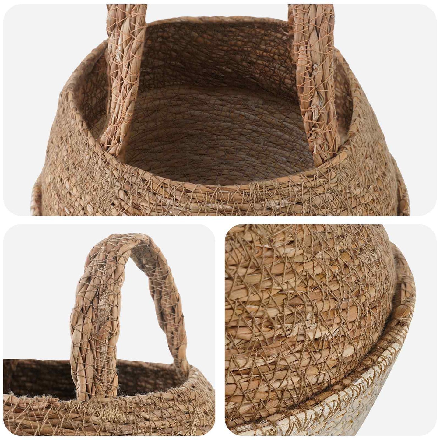 vidaXL Plant Pot with Handles White Ø 22 x 20 cm 100% Seagrass