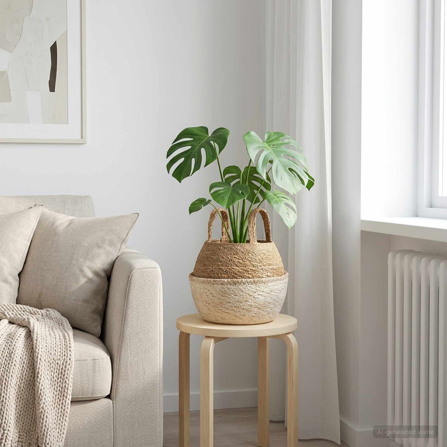 vidaXL Plant Pot with Handles White Ø 22 x 20 cm 100% Seagrass