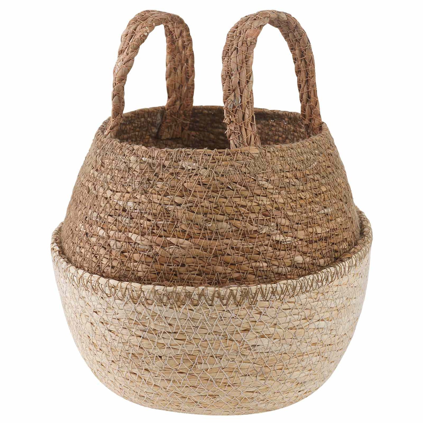 vidaXL Plant Pot with Handles White Ø 22 x 20 cm 100% Seagrass