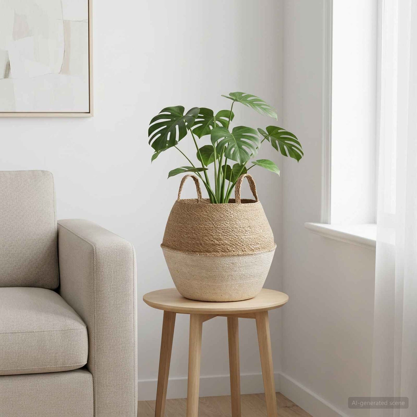 vidaXL Plant Pot with Handles White Ø 32 x 32 cm 100% Seagrass