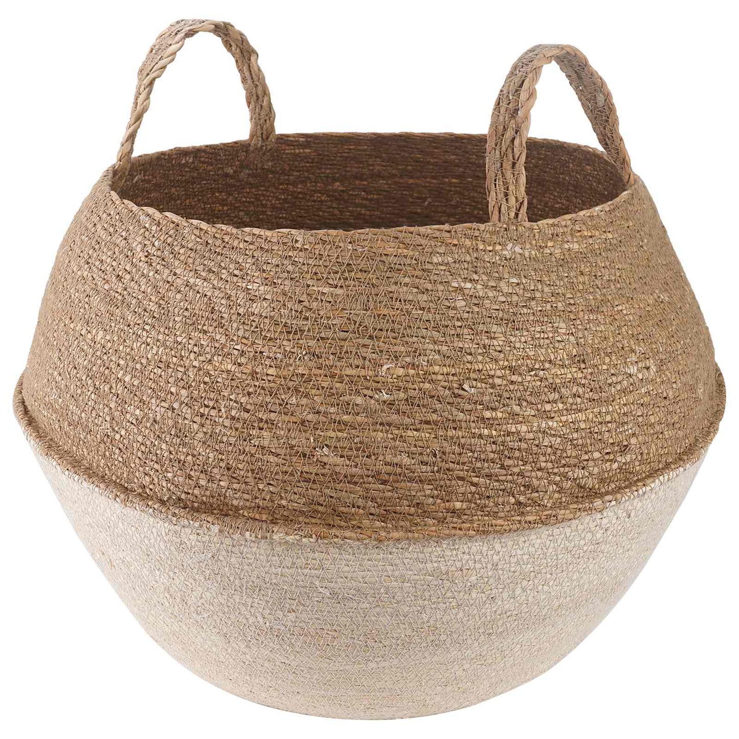 vidaXL Plant Pot with Handles White Ø 45 x 36 cm 100% Seagrass