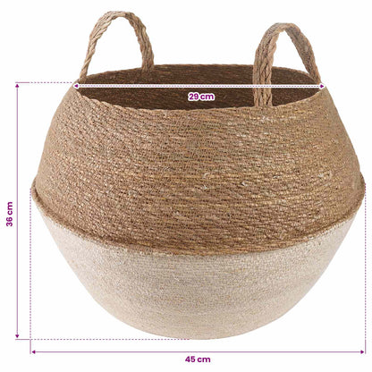 vidaXL Plant Pot with Handles 2 pcs White Ø 45 x 36 cm 100% Seagrass