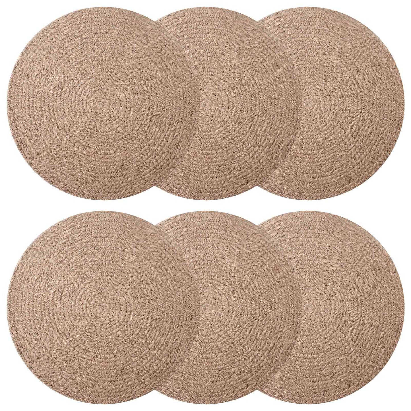 vidaXL Jute Placemets 6 pcs Natural Ø 30 cm 100% Tossa Jute