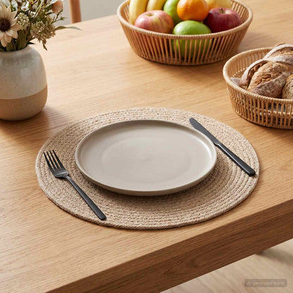 vidaXL Jute Placemets 12 pcs Natural Ø 30 cm 100% Tossa Jute