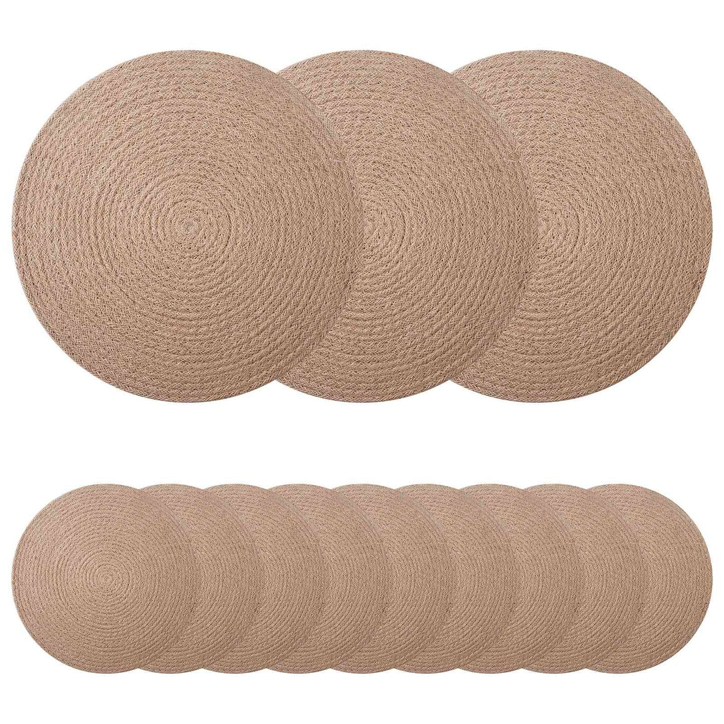 vidaXL Jute Placemets 12 pcs Natural Ø 30 cm 100% Tossa Jute