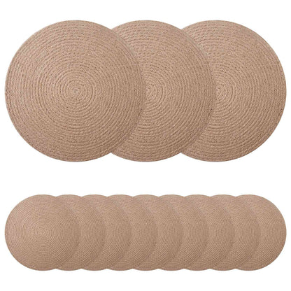 vidaXL Jute Placemets 12 pcs Natural Ø 30 cm 100% Tossa Jute