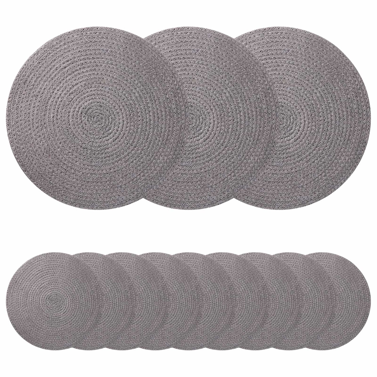 vidaXL Jute Placemets 12 pcs Grey 100% Tossa Jute
