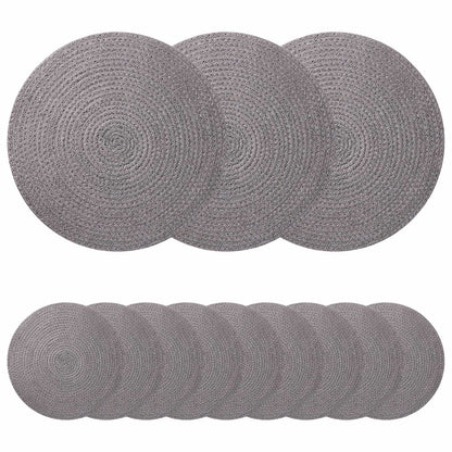 vidaXL Jute Placemets 12 pcs Grey 100% Tossa Jute